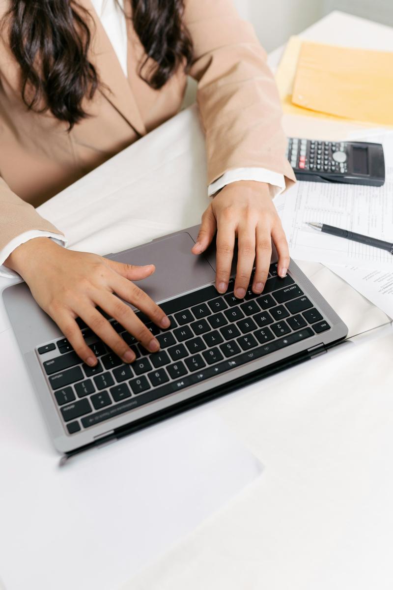 woman using laptop