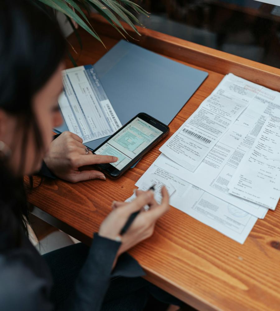 person doing paperwork