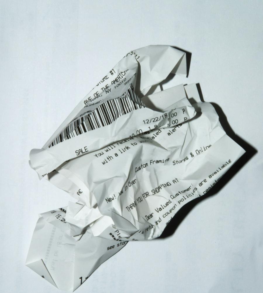 crumpled receipt