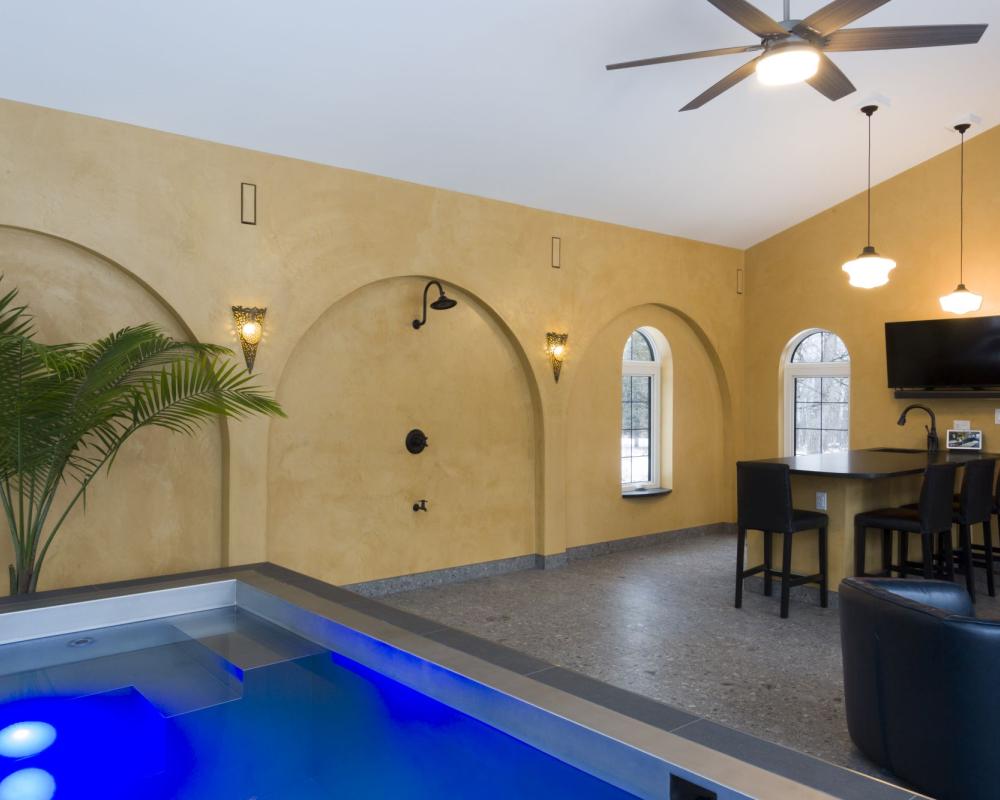 Indoor Pool & Spa Addition On A Country Log Home